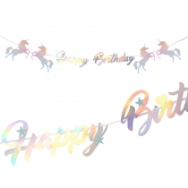 Happy Birthday Garland with Unicorns